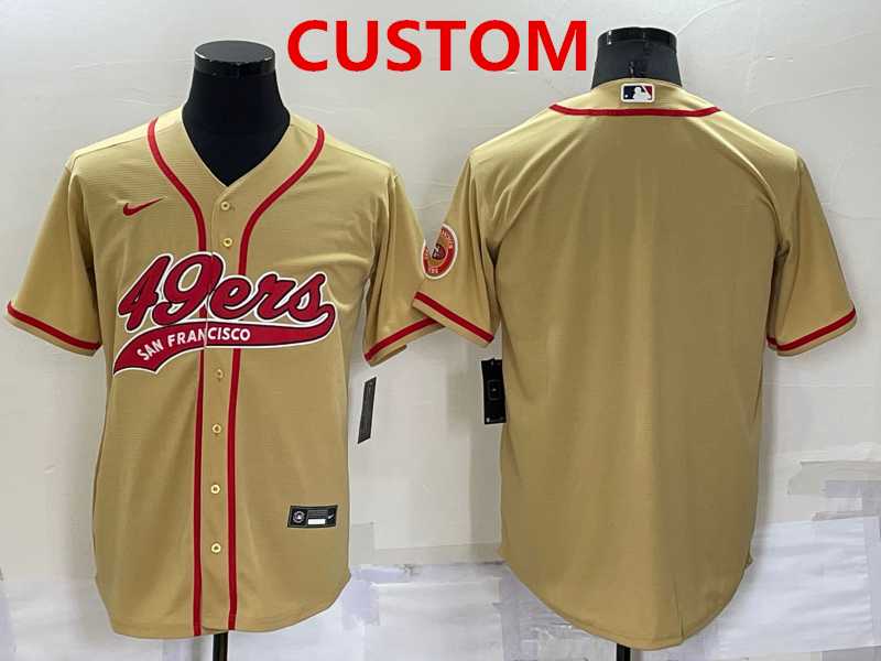 Mens San Francisco 49ers Custom Gold Stitched MLB Cool Base Nike Baseball Jersey->customized nfl jersey->Custom Jersey